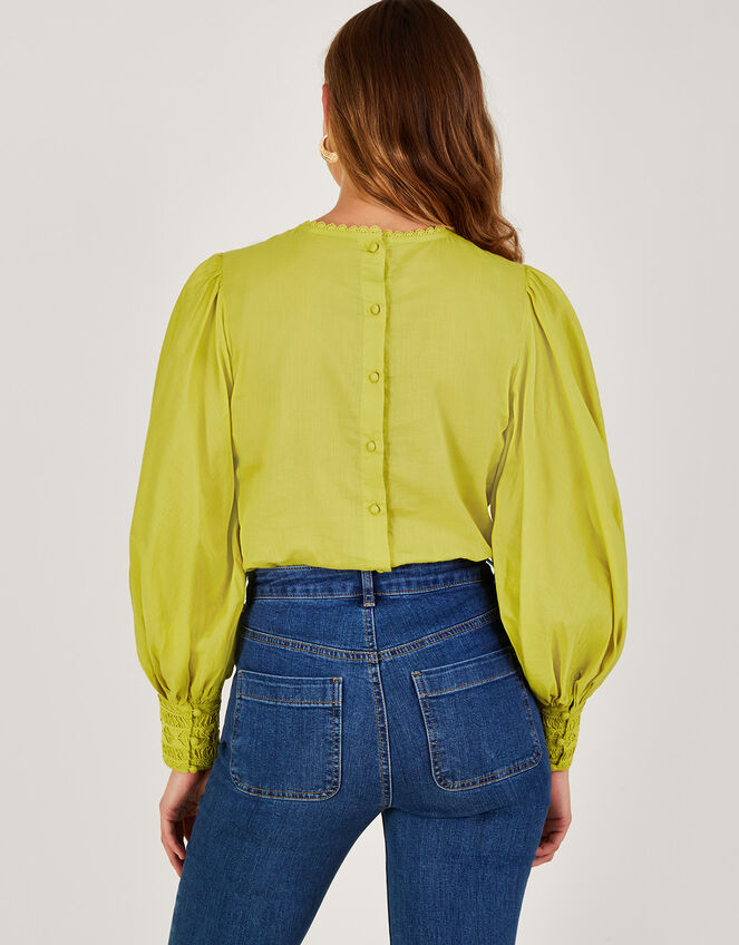 Arlo Lace Trim Blouse, Yellow (OCHRE), large