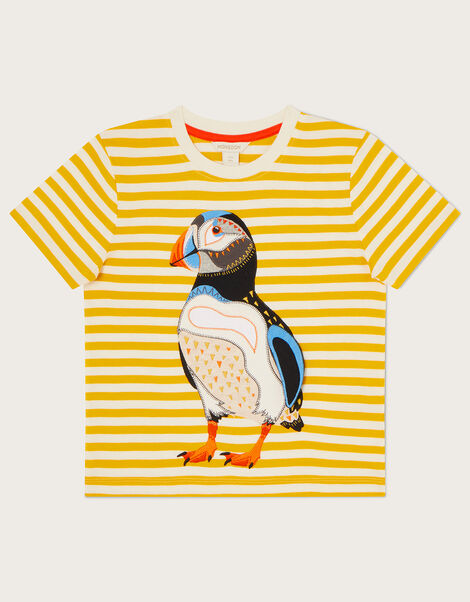 Puffin Stripe T-Shirt WWF-UK Collaboration, Yellow (MUSTARD), large