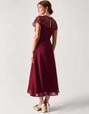 Monica Lace Midi Bridesmaid Dress, Red (BURGUNDY), large