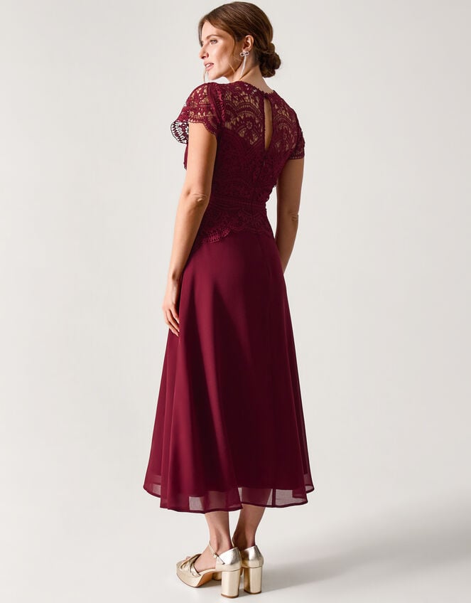 Monica Lace Midi Bridesmaid Dress, Red (BURGUNDY), large