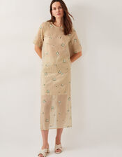 Sacha Embroidered Midi Skirt, Gold (GOLD), large