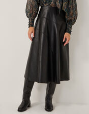 Marnie Faux Leather Midi Skirt, Black (BLACK), large