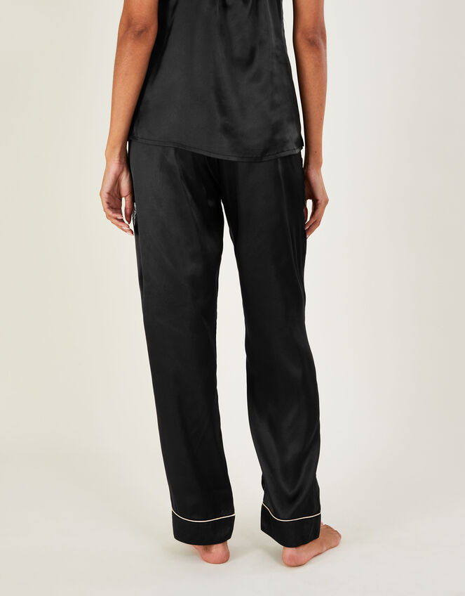 Floral Embroidered Pyjama Trousers, Black (BLACK), large