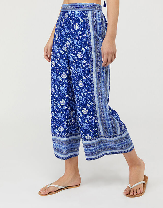 Billie Printed Culottes in LENZING™ ECOVERO™, Blue (BLUE), large