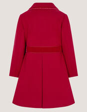 Velvet Bow A-Line Coat, Red (RED), large