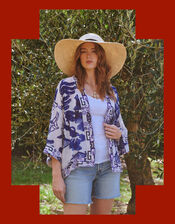 One Hundred Stars Giant Willow Print Short Kimono, , large