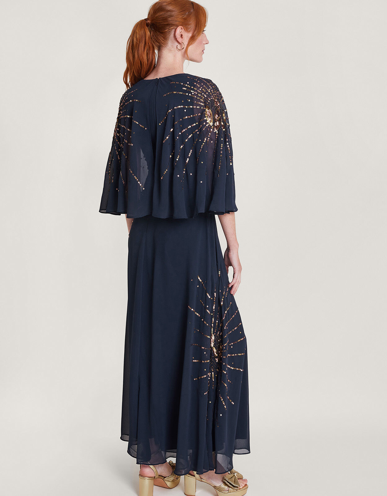 Marchesa Floral-Embellished Tulle Cape Gown - Vivaldi Boutique