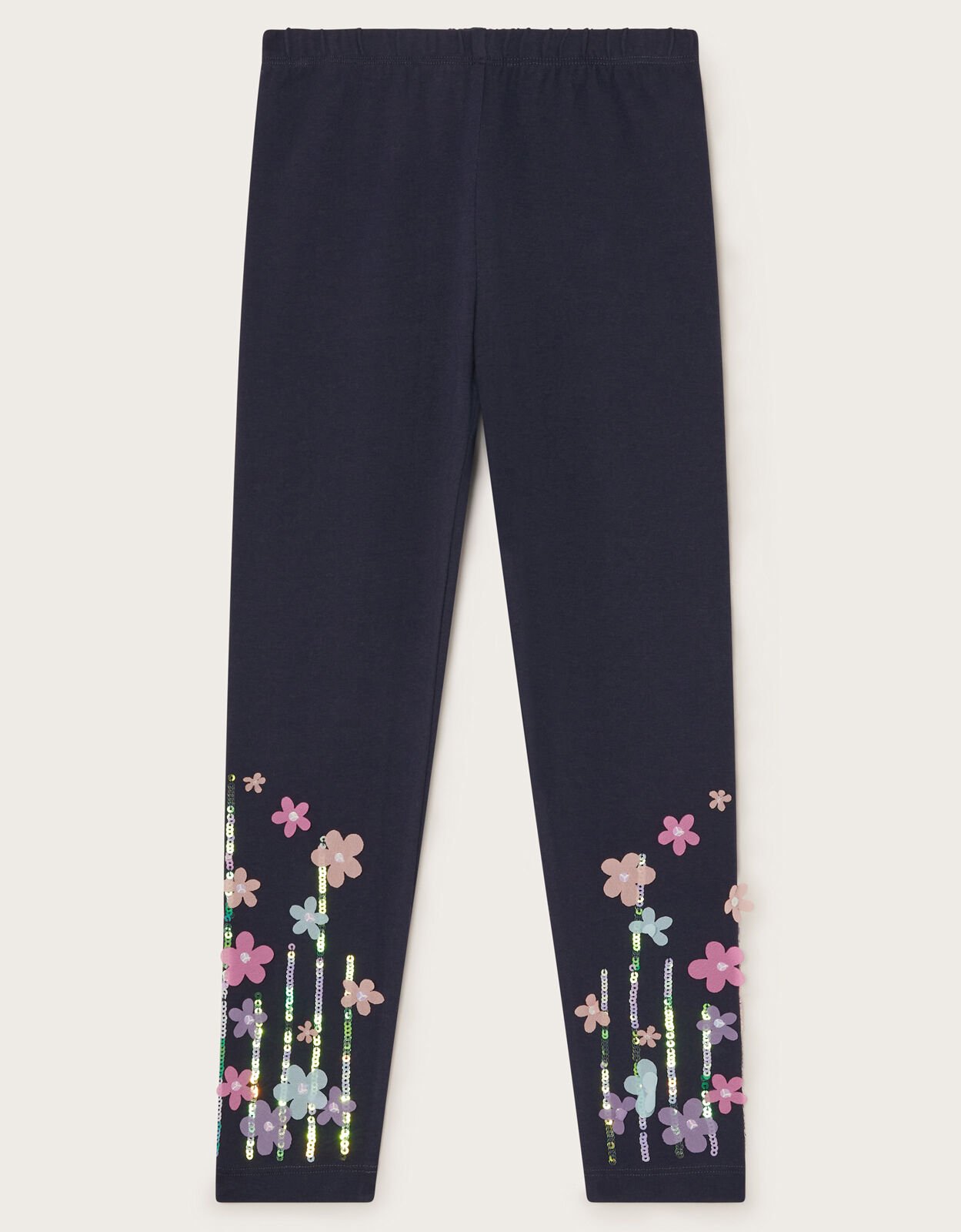 Floral Embellished Leggings Blue Girls Trousers Leggings