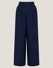 Margo Linen Blend Wide Leg Trousers, Blue (BLUE), large