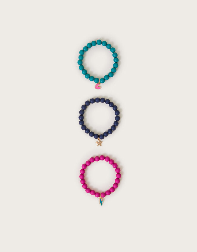 3-Pack Chunky Bead Charm Bracelets, , large