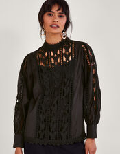 Lola Butterfly Blouse, Black (BLACK), large