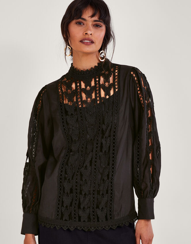 Lola Butterfly Blouse, Black (BLACK), large
