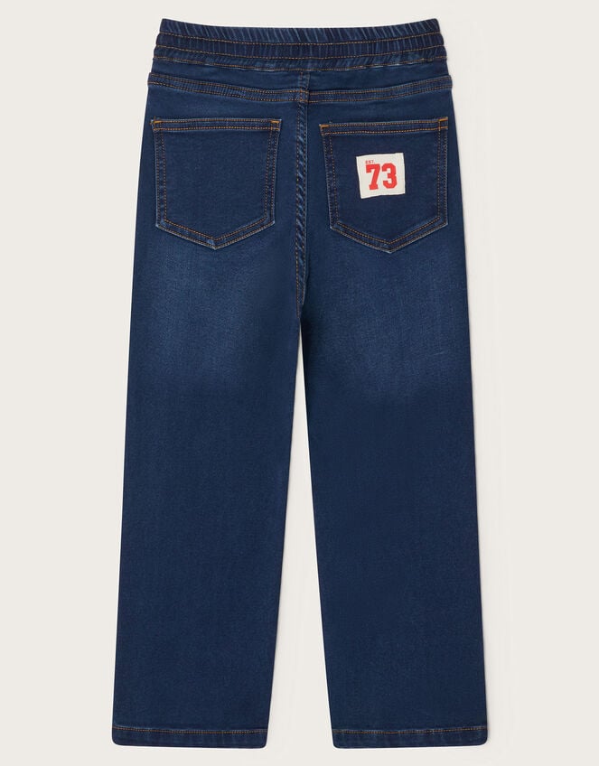 Drawstring Straight Jeans, Blue (BLUE), large