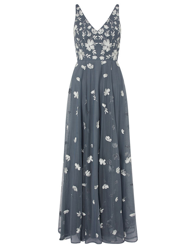 Clemence Embroidered Maxi Dress, Grey (GREY), large