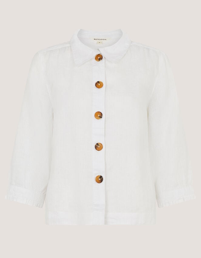 Emelia Linen Shirt, Ivory (IVORY), large