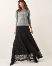 Luna Lace Maxi Skirt, Black (BLACK), large