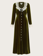 Vali Velvet Tea Dress, Green (OLIVE), large