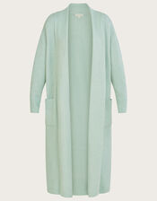 Longline Pocket Cardigan with Recycled Polyester, SEA GREEN, large