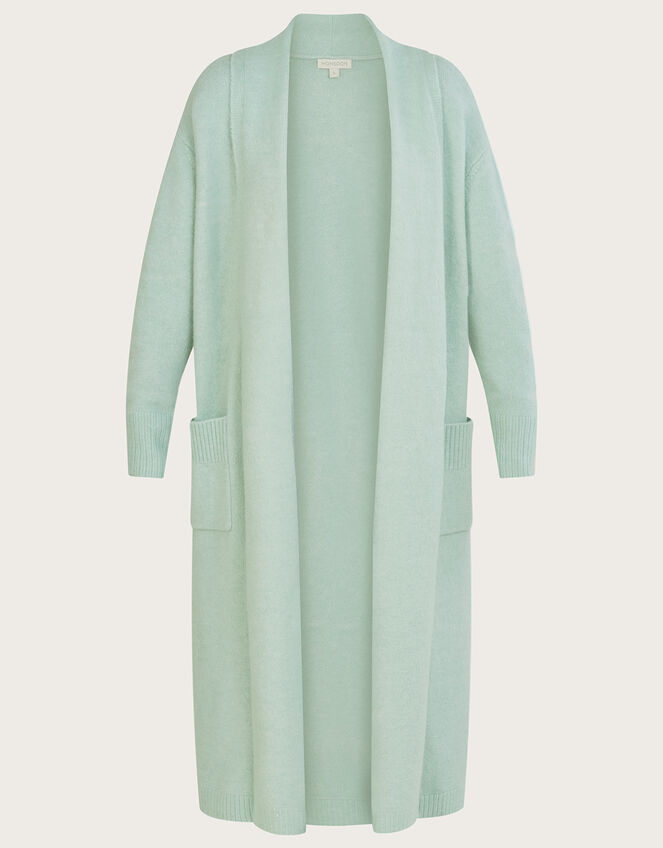 Longline Pocket Cardigan with Recycled Polyester, SEA GREEN, large