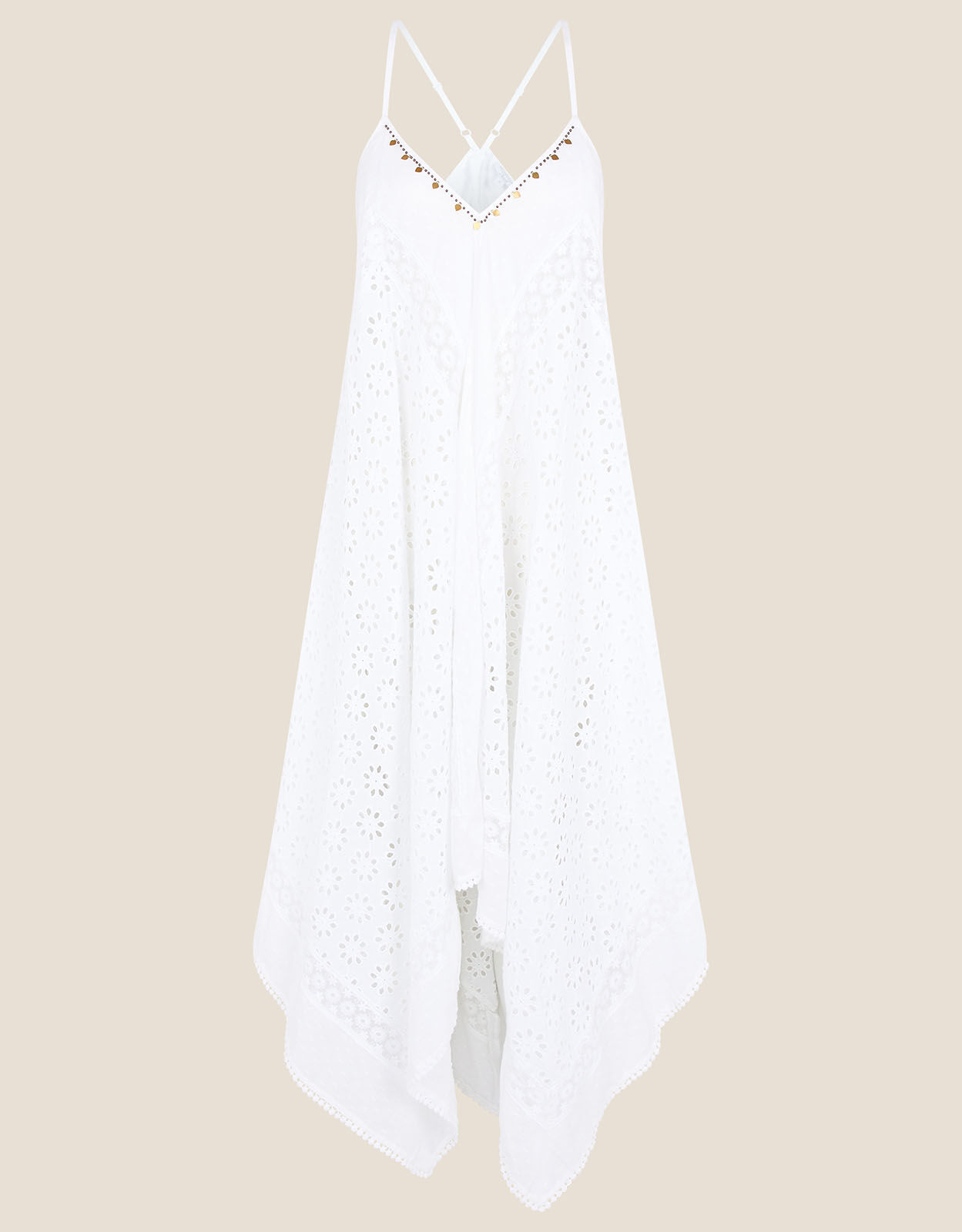 Miquel Broderie Hanky Hem Dress White