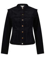 Cord Frill Jacket, Black (BLACK), large