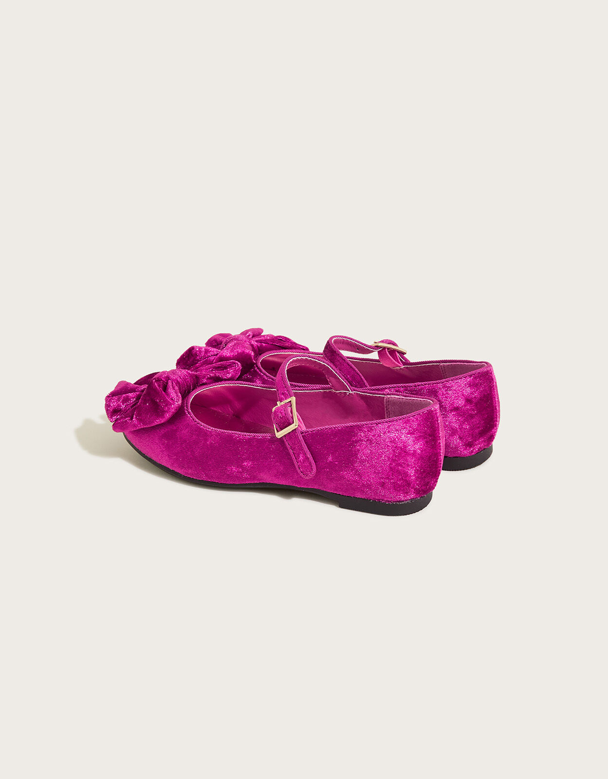 Velvet Bow Ballerina Flats Red