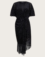 Dana Devore Leopard Print Wrap Dress, Black (BLACK), large
