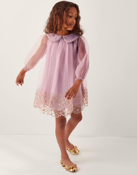 Vanessa Tulle Collar Swing Dress, Pink (PINK), large