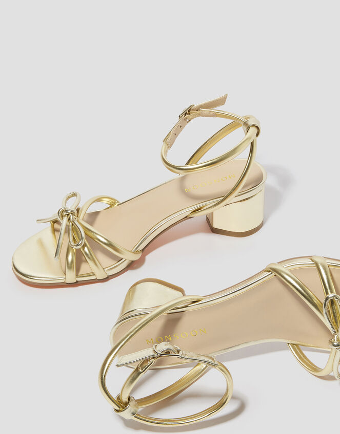 Wynn Metallic Strappy Heeled Sandals, Gold (GOLD), large