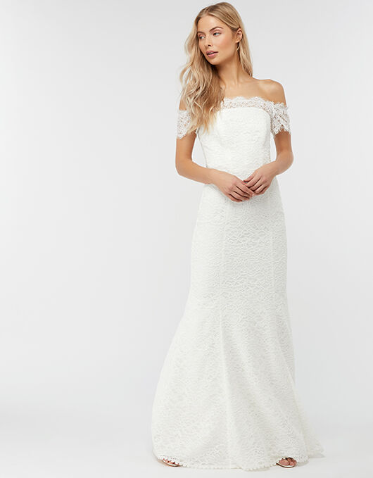 bardot wedding dress lace