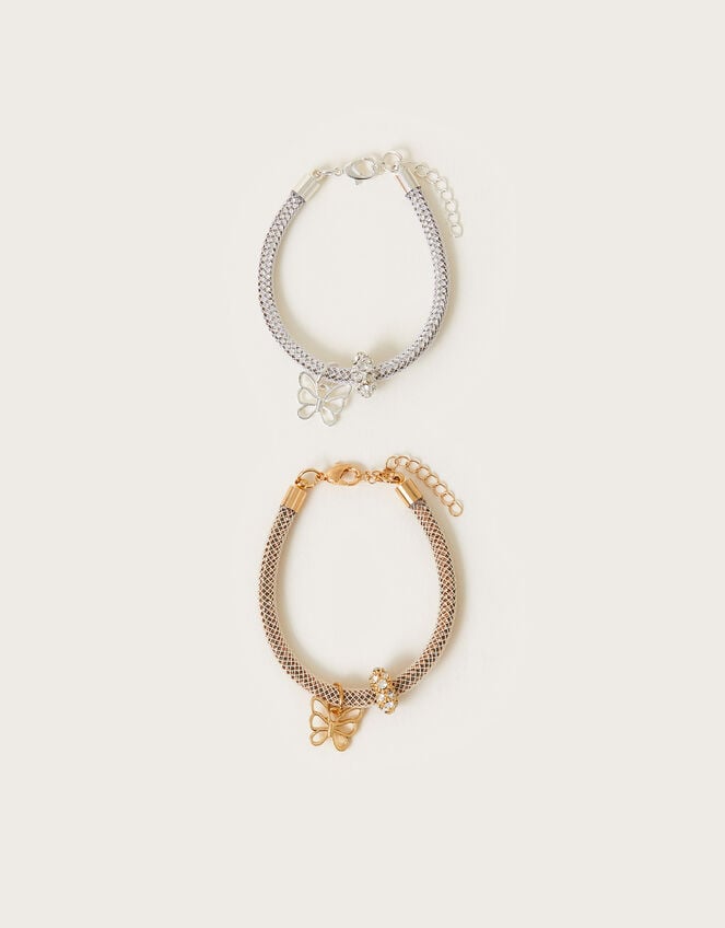 2-Pack Diamante Butterfly Tube Bracelets, , large