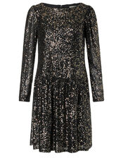 Charlotte Sequin Stretch Tunic Dress, Black (BLACK), large