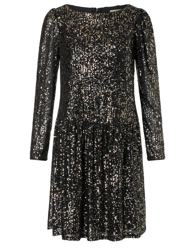 Charlotte Sequin Stretch Tunic Dress, Black (BLACK), large