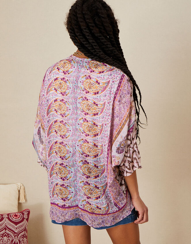 Ikat Border Print Cocoon Cover Up , , large