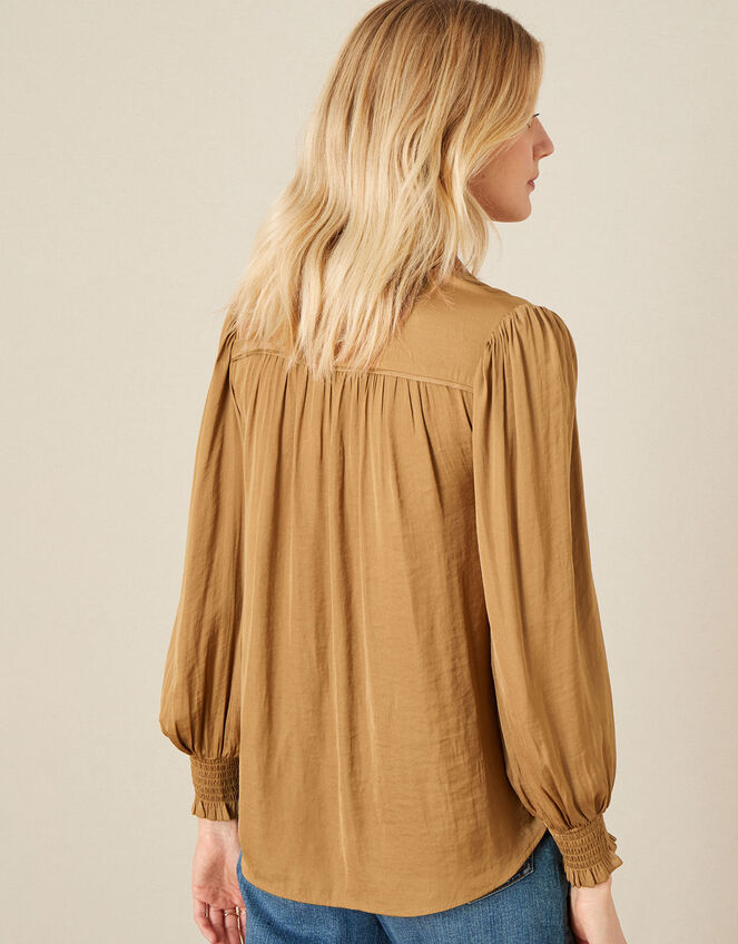 Poppy Satin Blouse, Gold (GOLD), large