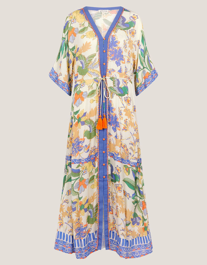 Kaia Tropical Kaftan Midi Dress, Ivory (IVORY), large