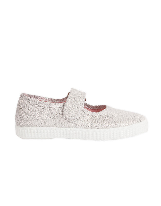 Hampton Canvas Martha Plimsolls, Silver (SILVER), large