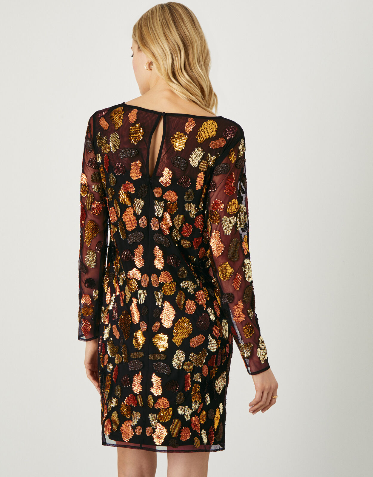 Lynette Animal Sequin Dress in Recycled Polyester Black