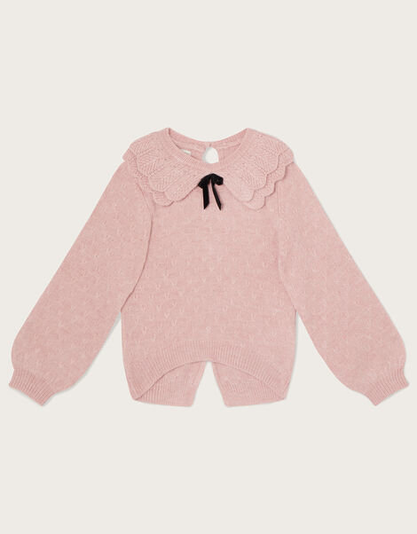 Boutique Knit Collar Jumper Pink, Pink (PALE PINK), large
