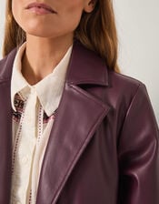 Paola Faux Leather Trench Coat, Red (BURGUNDY), large