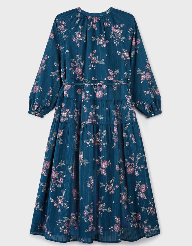 East Layla Floral Print Cotton Midi Dress, Blue (BLUE), large
