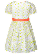 Daisy Puff Sleeve Dress, White (WHITE), large