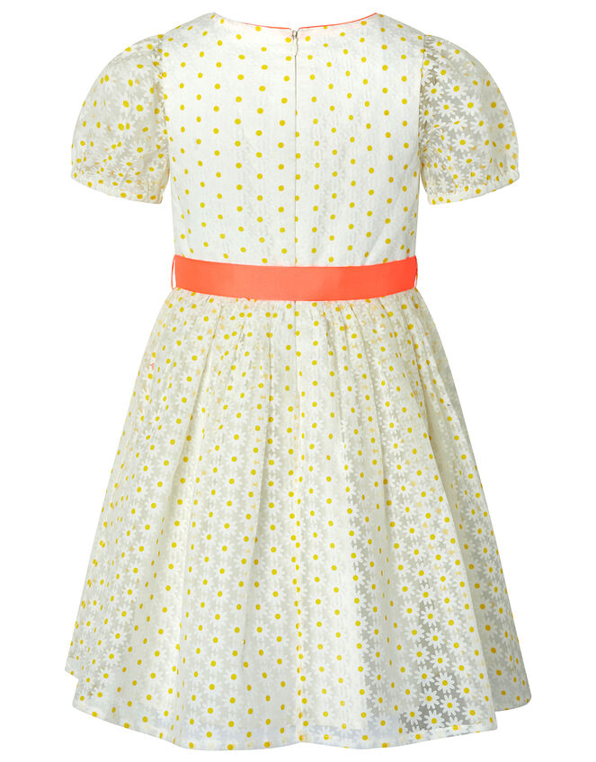 Daisy Puff Sleeve Dress, White (WHITE), large