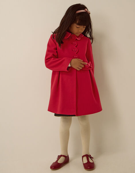Scallop Collar Coat, Red (BURGUNDY), large