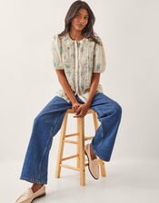 Sorcha Floral Short Sleeve Shirt, Ivory (IVORY), large