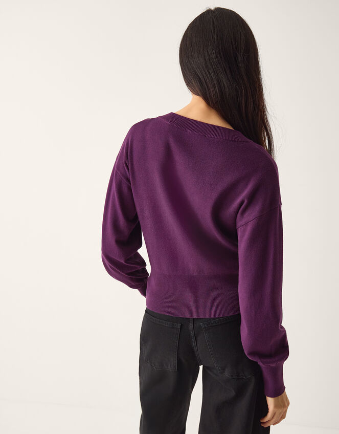 Floral Embellished Cardigan, Purple (AUBERGINE), large