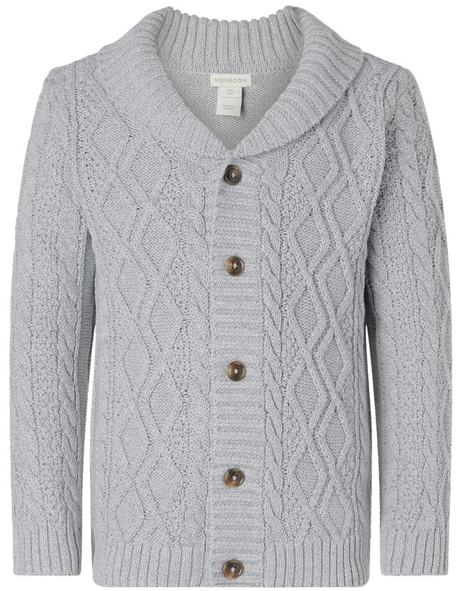 Cable Knit Cardigan, Grey (GREY), large