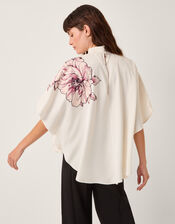Emilia Flower Cape Sleeve Top, Cream (CREAM), large