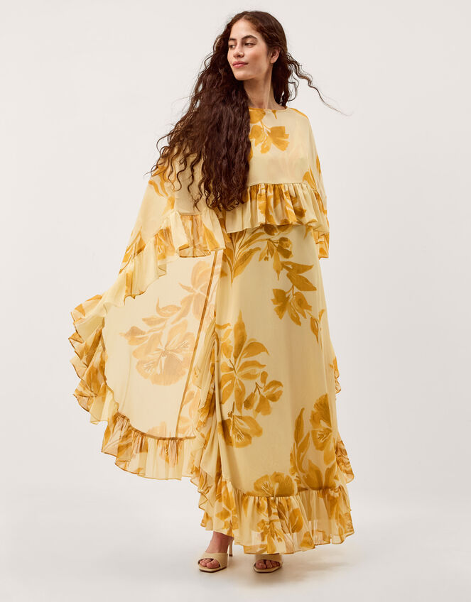 Joanna Ruffle Cape Chiffon Maxi Dress Ivory | Evening Dresses | Monsoon US.