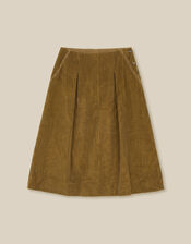 East Heema Cross Stitch Corduroy Midi Skirt, Green (OLIVE), large